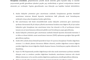 YENİDEN DEĞERLEME UYGULAMALARINA İLİŞKİN KULLANIMA SUNULAN HESAPLAMA ARACININ GÜNCELLENMESİ HAKKINDA DUYURU 